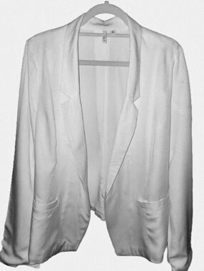 FRENCHI Open-Front White Relaxed Fit Blazer